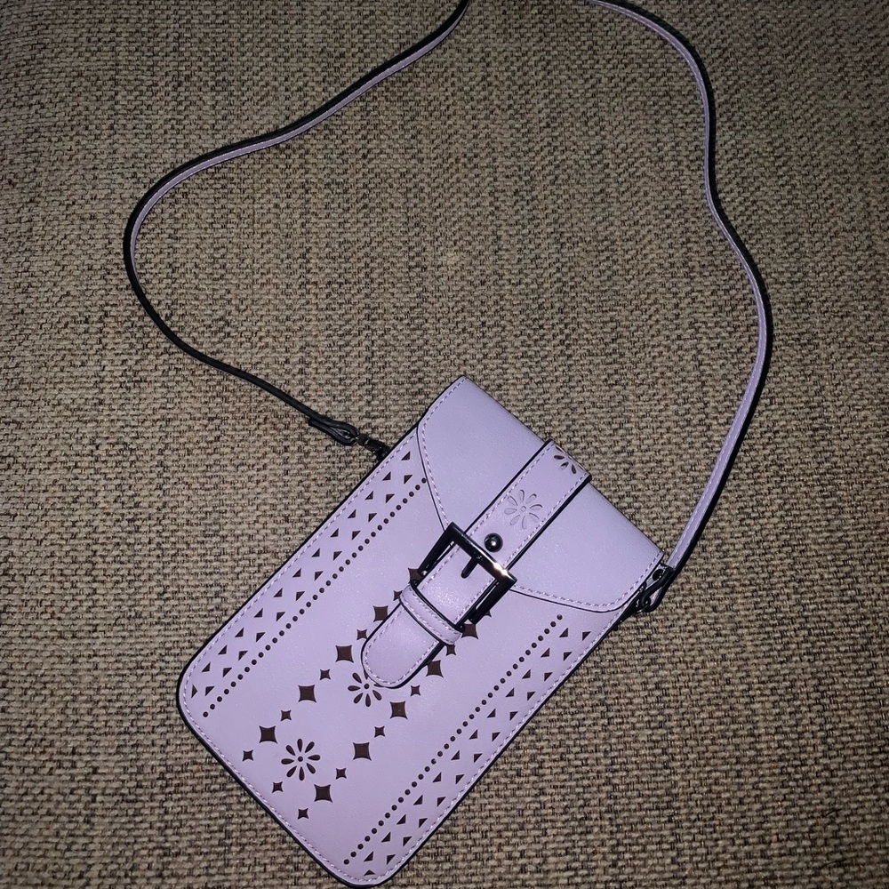 Lavender faux leather phone pouch wallet